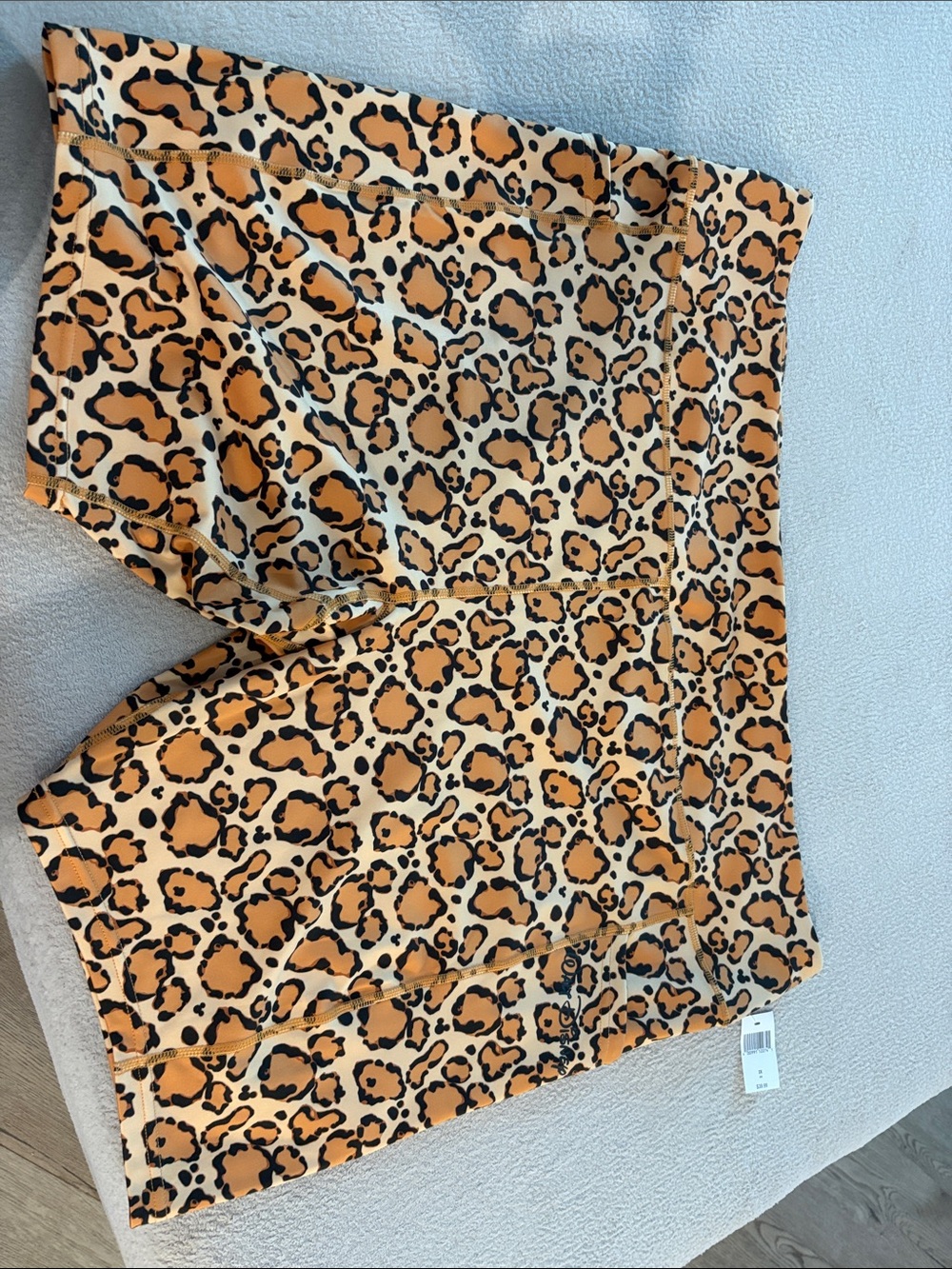 Disney Leopard Print Bike Shorts in Tan and Black